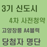 3기 신도시 4차 사전청약 신혼희망타운 고양창릉 A4블록 당첨자 발표