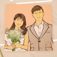친구결혼선물 웨딩사진 팝아트초상화 제작 아크릴물감으로 그리는 100%수제팝아트