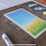 오일파스텔 유채꽃 풍경화 쉬운 그림 그리기 초보