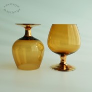 프랑스 빈티지 60's 골드 스템 고블렛잔 60's Gold Stemmed Goblet Glass