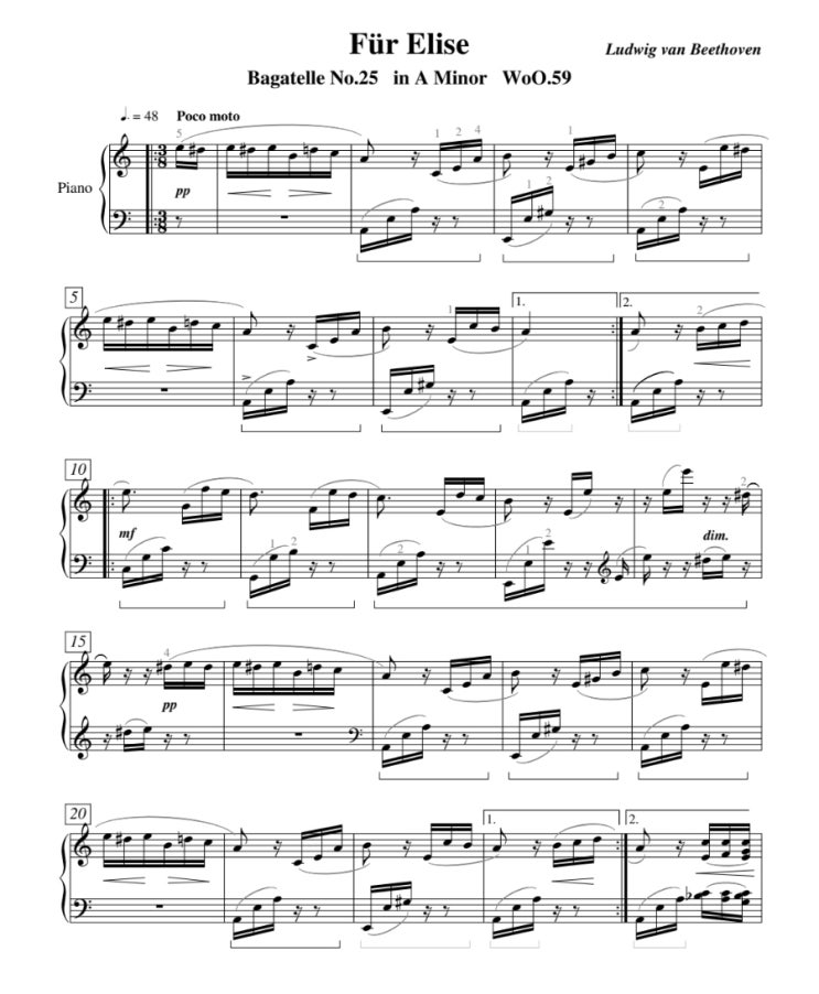 Beethoven '엘리제를 위하여' 피아노 악보 : 네이버 블로그 Beethoven '엘리제를 위하여' 피아노 악보 : 네이버 블로그