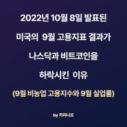 미국의 9월 비농업고용지수와 실업률 발표 직후, 나스닥과 비트코인이 하락한 이유(20221008)