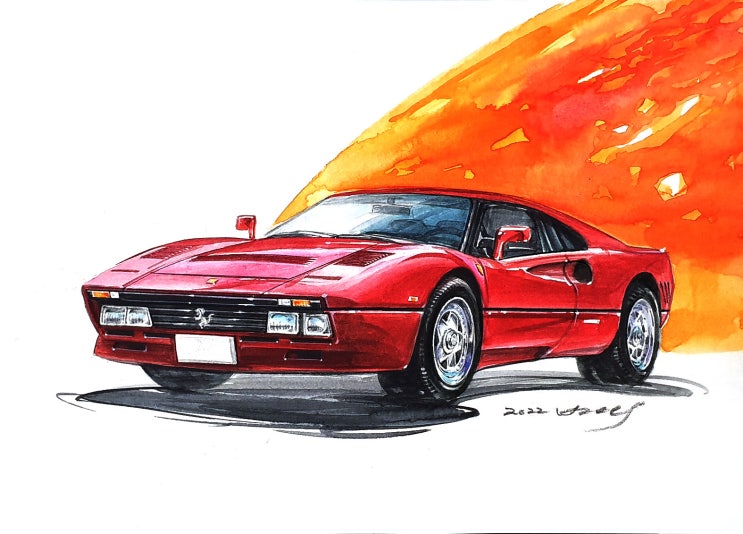 자동차그림41-페라리288GTO(FERRARI 288 GTO)스포츠카쿠페, 1984년, 미니카취미, 자동차일러스트 : 네이버 블로그