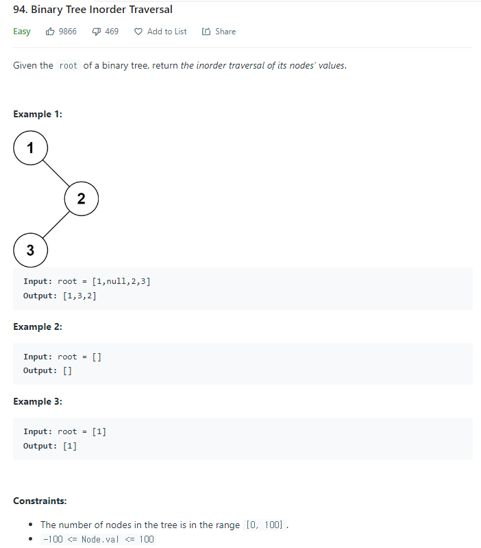 JAVA_Binary Tree Inorder Traversal_LeetCode 94 : 네이버 블로그