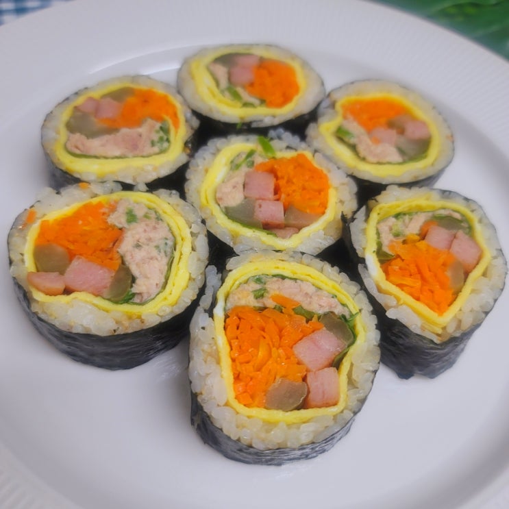 단무지없는 김밥 맛있게싸는법 계란김밥 스팸김밥 예쁘게 마는법 : 네이버 블로그
