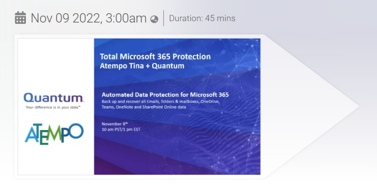 퀀텀 및 Atempo Tina 기반 'Microsoft 365'를 위한 자동화된 데이터 보호