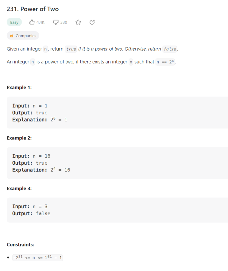 JAVA_Power of Two_LeetCode 231 : 네이버 블로그