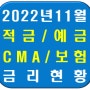 2022년 11월 적금예금CMA 금리 현황(인플레이션/달러강세/주식시장/자산배분)