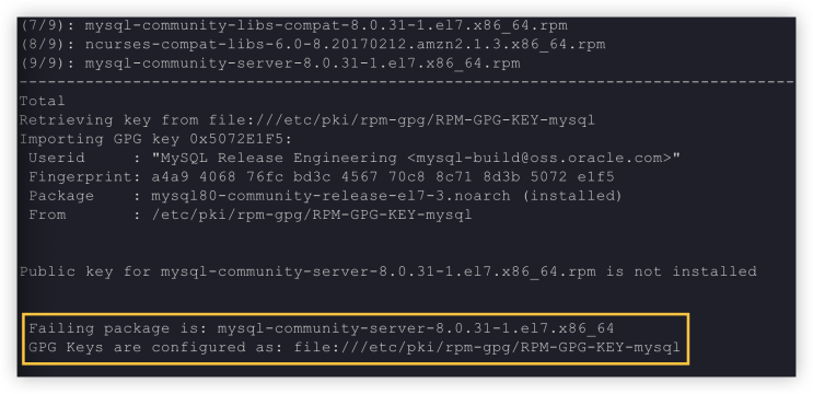 [짧은 기록] GPG Keys are configured as: file:///etc/pki/rpm-gpg/RPM-GPG-KEY ...