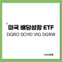 미국 배당성장 ETF :: DGRO SCHD VIG DGRW 비교 정리