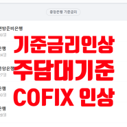 한국은행 기준금리 인상 영향, 주담대 기준 COFIX 상승 공포