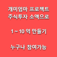 직장인 & 누구나 소액 주식 투자로 1~10억원 만들기 ● 개미엄마와 함께하는 10억 만들기 주식투자 프로젝트 - 코인으로 손실이 큰 님들도 참여할수 있어요 ^ ^