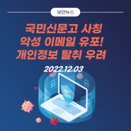 [보안뉴스]국민신문고 사칭 악성 이메일 유포! 개인정보 탈취 우려