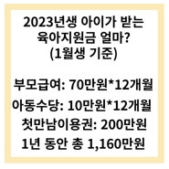 2023 부모급여 총정리 ; 1년동안 총 1160만원