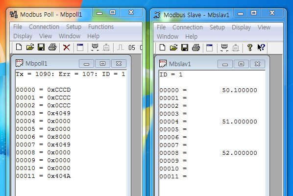 Modbus double 송수신 view... 성미시리얼 : 네이버 블로그