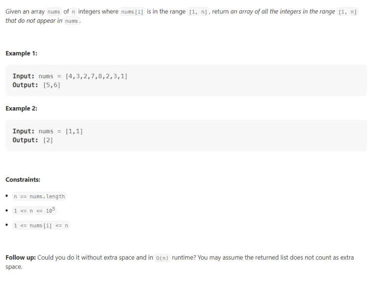 JAVA_Find All Numbers Disappeared in an Array_LeetCode 448 : 네이버 블로그