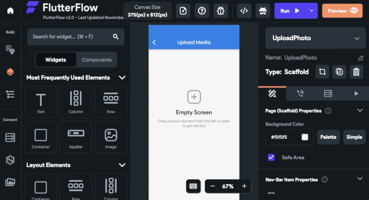 [ 코드없이 개발하기 Flutter Flow ] 102#.액션 기능 (UI Interactions(1) - Upload ...