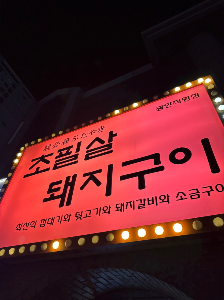 [광안리 맛집] 광안리 초필살 돼지구이 : 껍데기, 삼겹, 갈비…