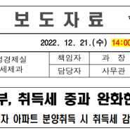 취득세 중과완화(행안부보도자료22.12.21)