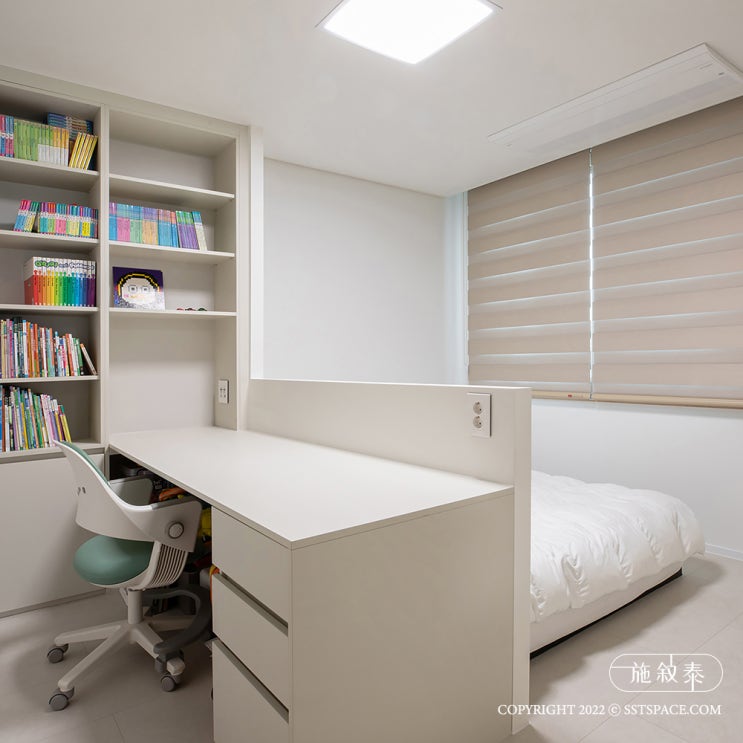 [Portfolio 1237] 아이방 가구배치 인테리어 가벽으로 침실과 공부방 공간 분리 맞춤 수납장 제작 초등학생 책상 꾸미기 ...