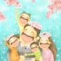 [샐비어 그림/가족 그림] 벚꽃 놀이