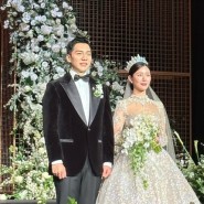 이승기 이다인 결혼식 사진 공개 대형티아라가 돋보이는 엘리자베스럭스 웨딩드레스