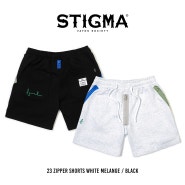 스티그마 지퍼 쇼츠 23 ZIPPER SHORTS WHITE MELANGE / BLACK