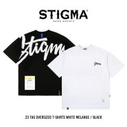 스티그마 태그 오버 반팔 23 TAG OVERSIZED T-SHIRTS WHITE MELANGE / BLACK