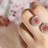 더블 헤일로세팅에 랩 3부 핑크다이아몬드 귀걸이 '로즈마리'
