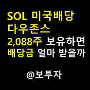 SOL 미국배당다우존스 ETF에 2,088주(2천만원) 투자하면 배당금은 이만큼 받습니다(ft. 경제적 자유, 파이어족, 연금)