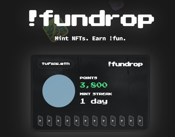 Fundrop에서 mint.fun NFT 무료 민팅하여, 포인트 모으기. 데일리카고(daily cargo) 느낌나는 프로젝트 ...