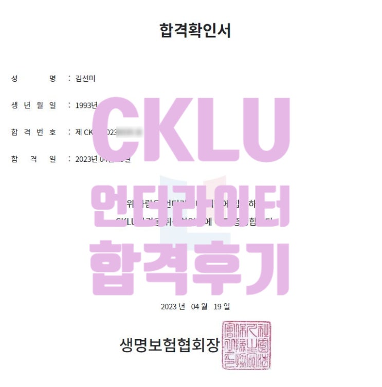 현직간호사의 언더라이터(Underwriter) CKLU 자격증 취득 후기 : 네이버 블로그