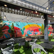 카페 실내벽화 옥상 인테리어 벽화 : 커피빈 종로관철점 일러스트 벽화