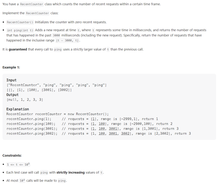 JAVA_Number of Recent Calls_LeetCode 933 : 네이버 블로그