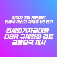 임대차 3법 개편추진 전월세 미신고 과태료 부과 1년 연기. 전세 보증금 반환용 대출 완화