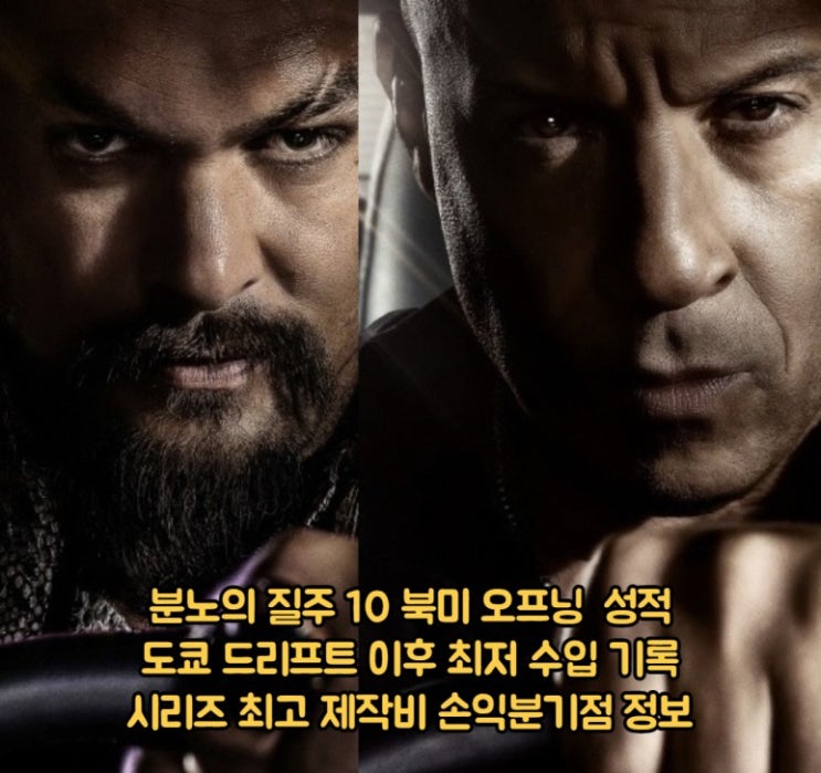 분노의 질주10 북미 오프닝 성적 3편 이후 최저 흥행 기록