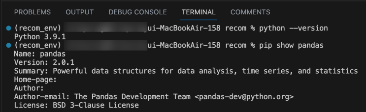 VScode) ModuleNotFoundError: No module named 'pandas' (VScode 초기화로 해결 ...
