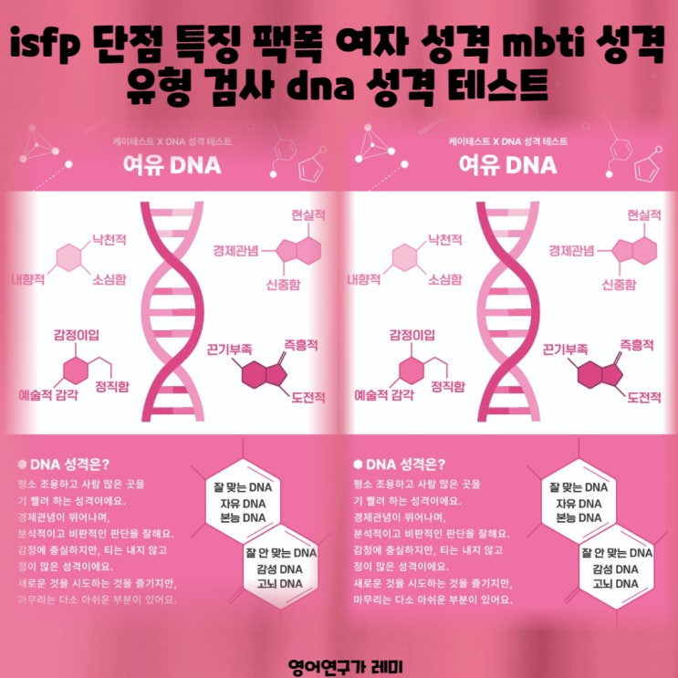 isfp 단점 특징 팩폭 여자 성격 mbti 성격유형 검사 dna 성격 테스트 : 네이버 블로그