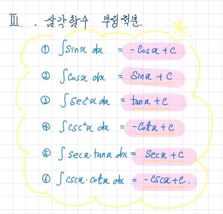 삼각함수 적분 / 지수함수 적분 / 적분법 : 네이버 블로그