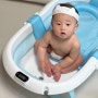 아기 욕조 | 온도계 내장 및 배수, 접을 수 있는 올인원 목욕 필수품 욕조