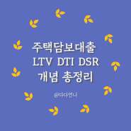 주택담보대출 LTV DTI DSR 개념 총정리(+계산식)