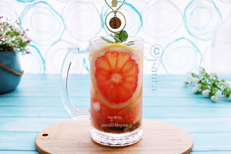 자몽 에이드 만들기 자몽 한 개 온전히 맛있게 먹는 방법 홈카페 음료 홈메이드 감성요리 : 네이버 블로그