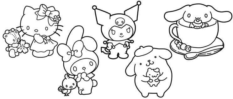 산리오 캐릭터즈 헬로키티, 쿠로미, 마이멜로디, 폼폼푸린…