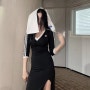 선미 착용 아디다스 맥시 원피스 브이넥 삼선 스트라이프 드레스 블랙 ADIDAS MAXI DRESS