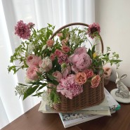 꽃떡바구니 / 생화 꽃바구니 - 향기로운 작약으로 제작한 꽃바구니 작업 :)