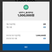 [출산혜택 기록] 경기도 / 남양주시 산후조리비 출산지원금 경기지역화폐 입금 후기