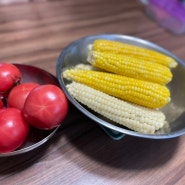 제철 먹거리(복숭아,옥수수)