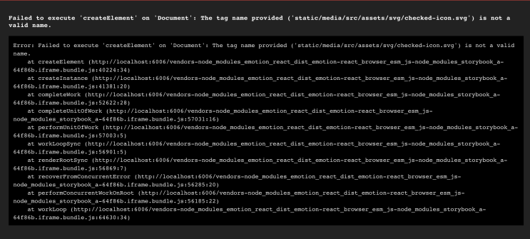 [오류 모음] Storybook에서 SVG 사용 시 Failed to execute 'createElement' on ...