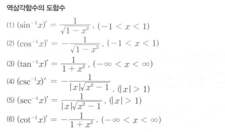 역삼각함수 도함수 구하는 방법 : 네이버 블로그