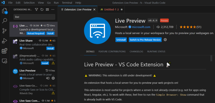 Live Preview - VSCode : 네이버 블로그